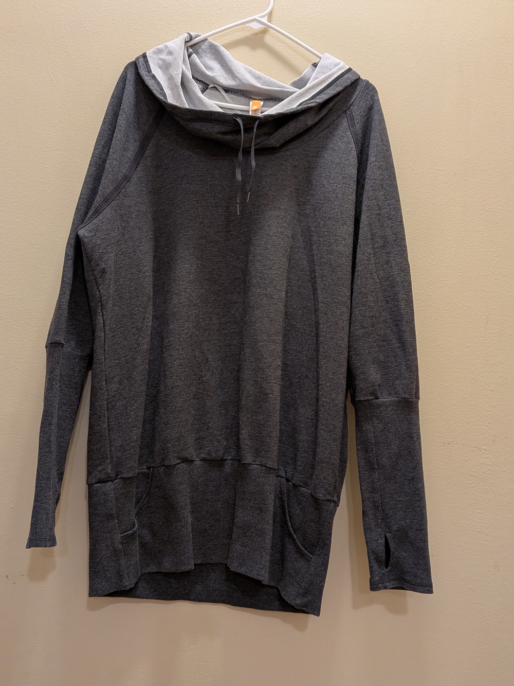 Lucy Activewear Heather Charcoal Gray Cowl Neck Pullover Hoodie